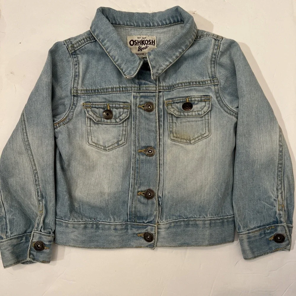 OSH KOSH Girl's Light Wash Denim Button Up‎ Jacket Size 5